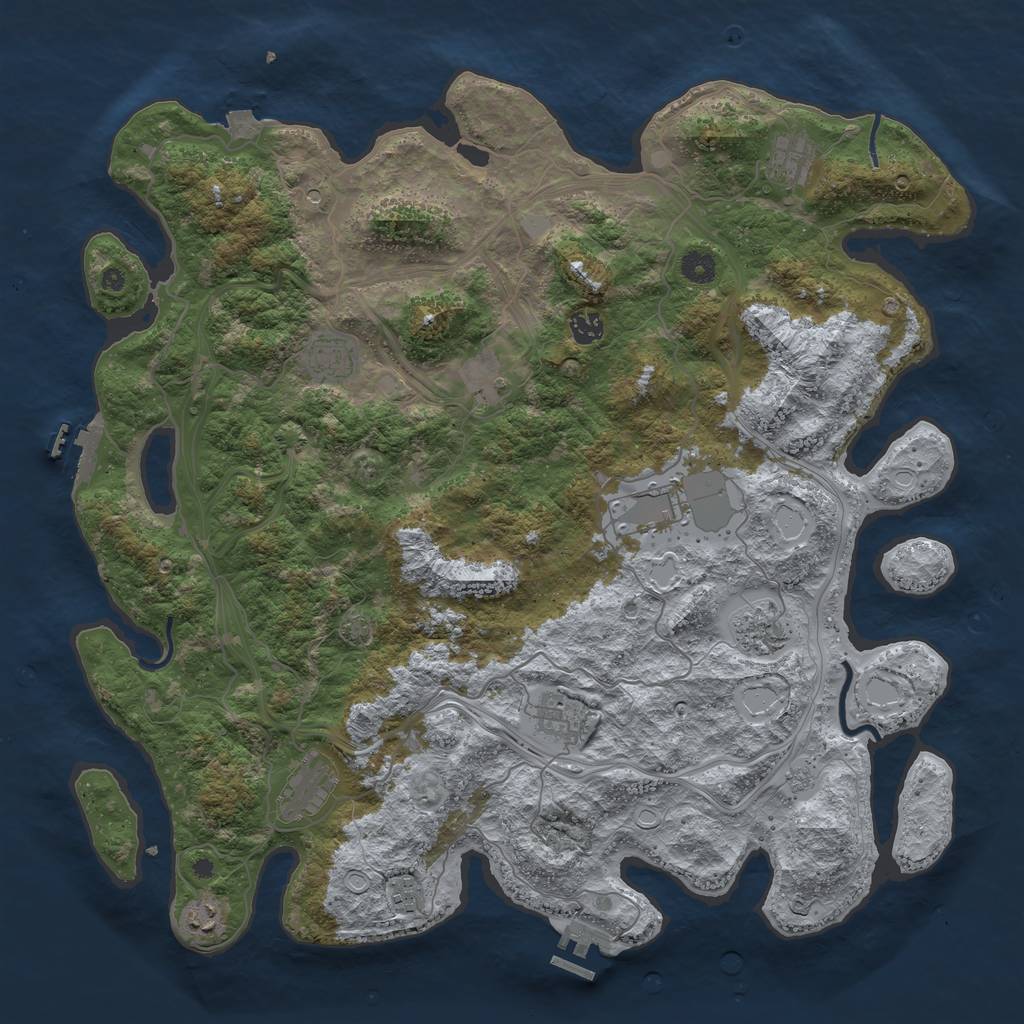 Rust Map: Procedural Map, Size: 4500, Seed: 552754594, 18 Monuments