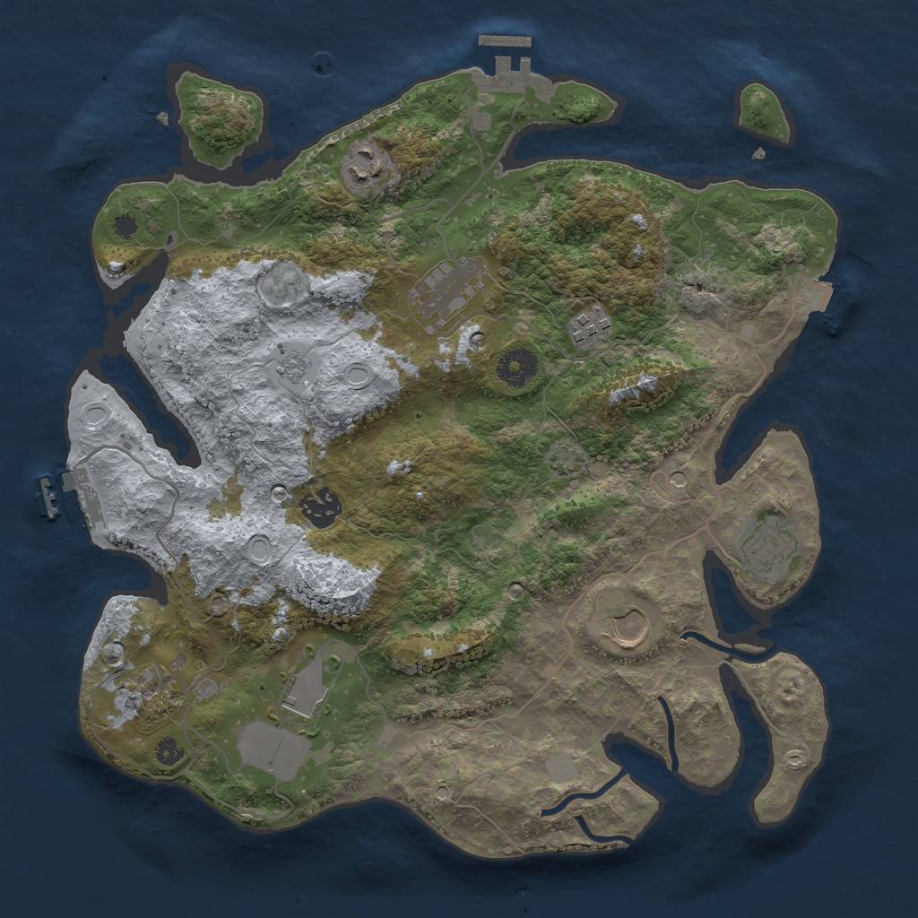 Rust Map: Procedural Map, Size: 3500, Seed: 384958750, 16 Monuments