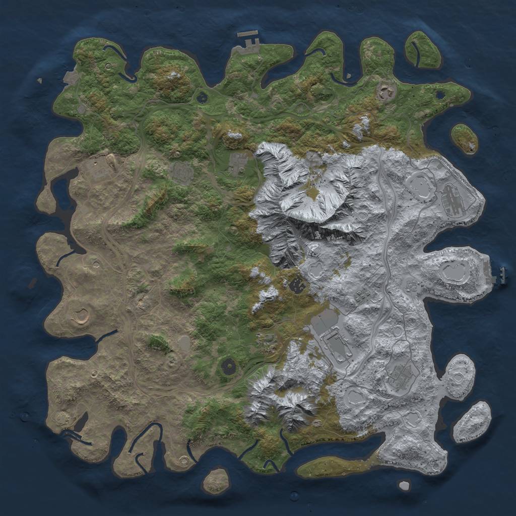 Rust Map: Procedural Map, Size: 5000, Seed: 685643002, 19 Monuments