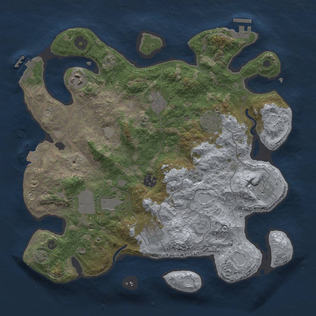 Rust Map: Procedural Map, Size: 3500, Seed: 93347022, 16 Monuments