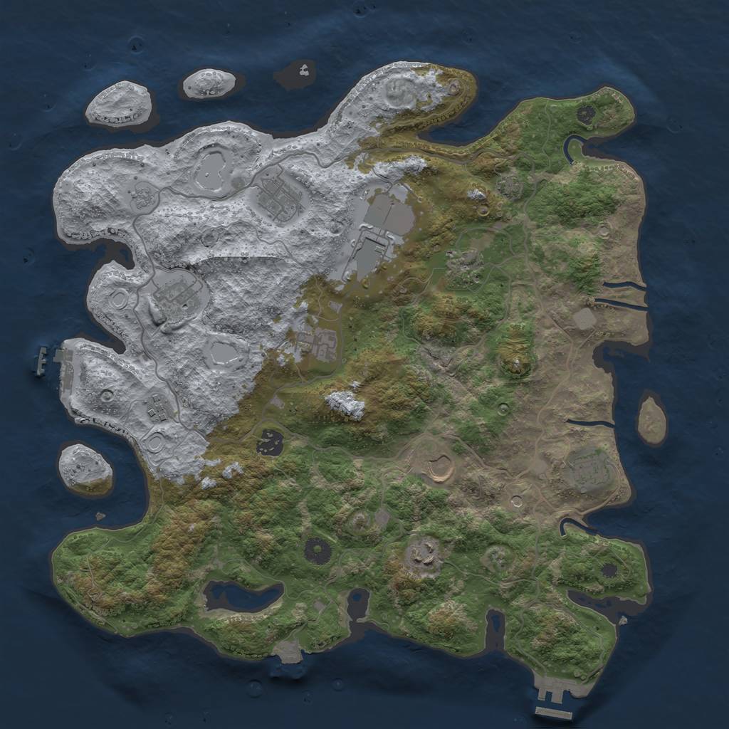 Rust Map: Procedural Map, Size: 4000, Seed: 1639558446, 18 Monuments