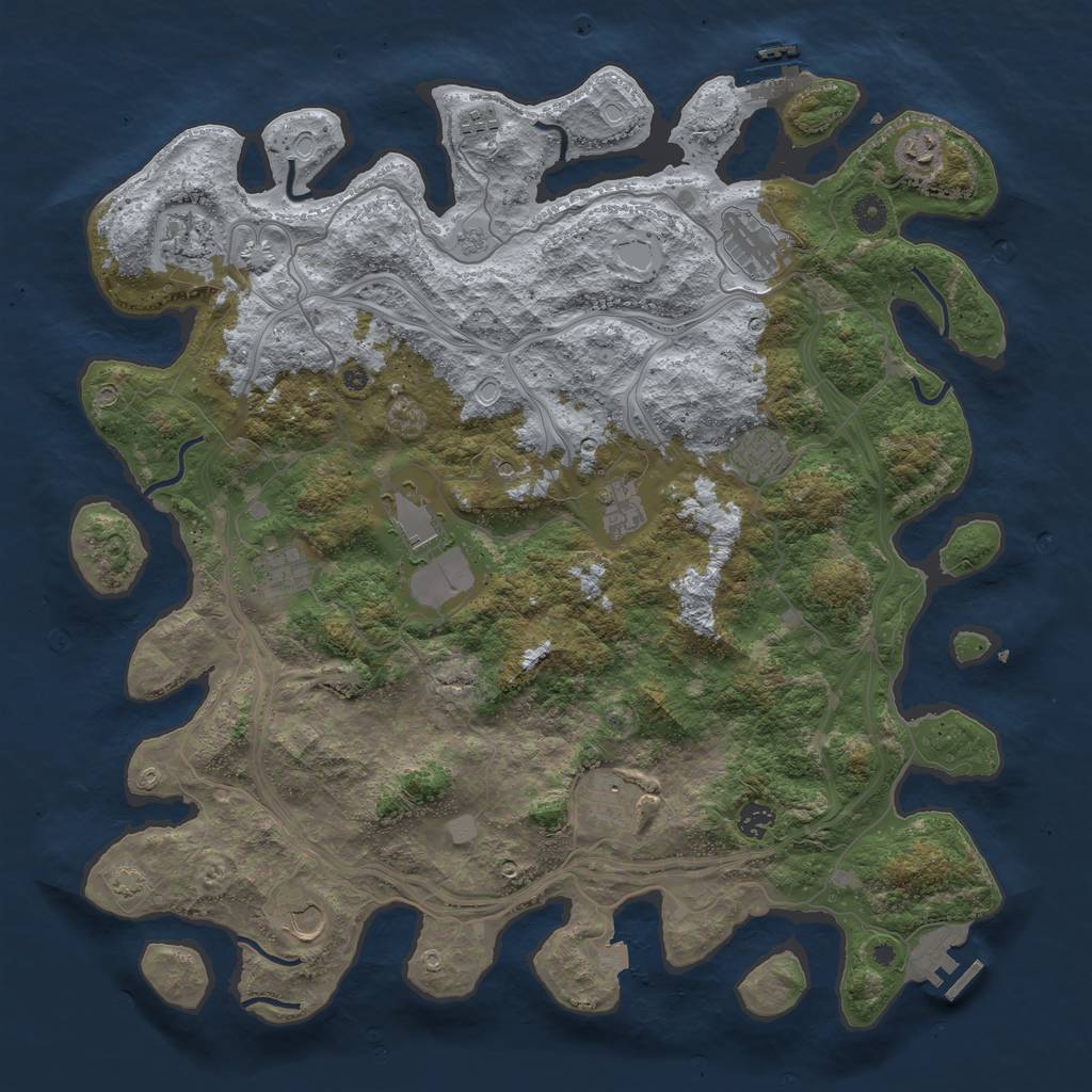 Rust Map: Procedural Map, Size: 4500, Seed: 86080124, 19 Monuments