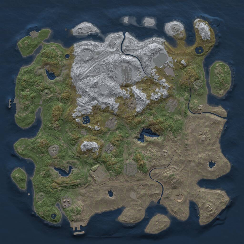Rust Map: Procedural Map, Size: 4500, Seed: 601235487, 17 Monuments