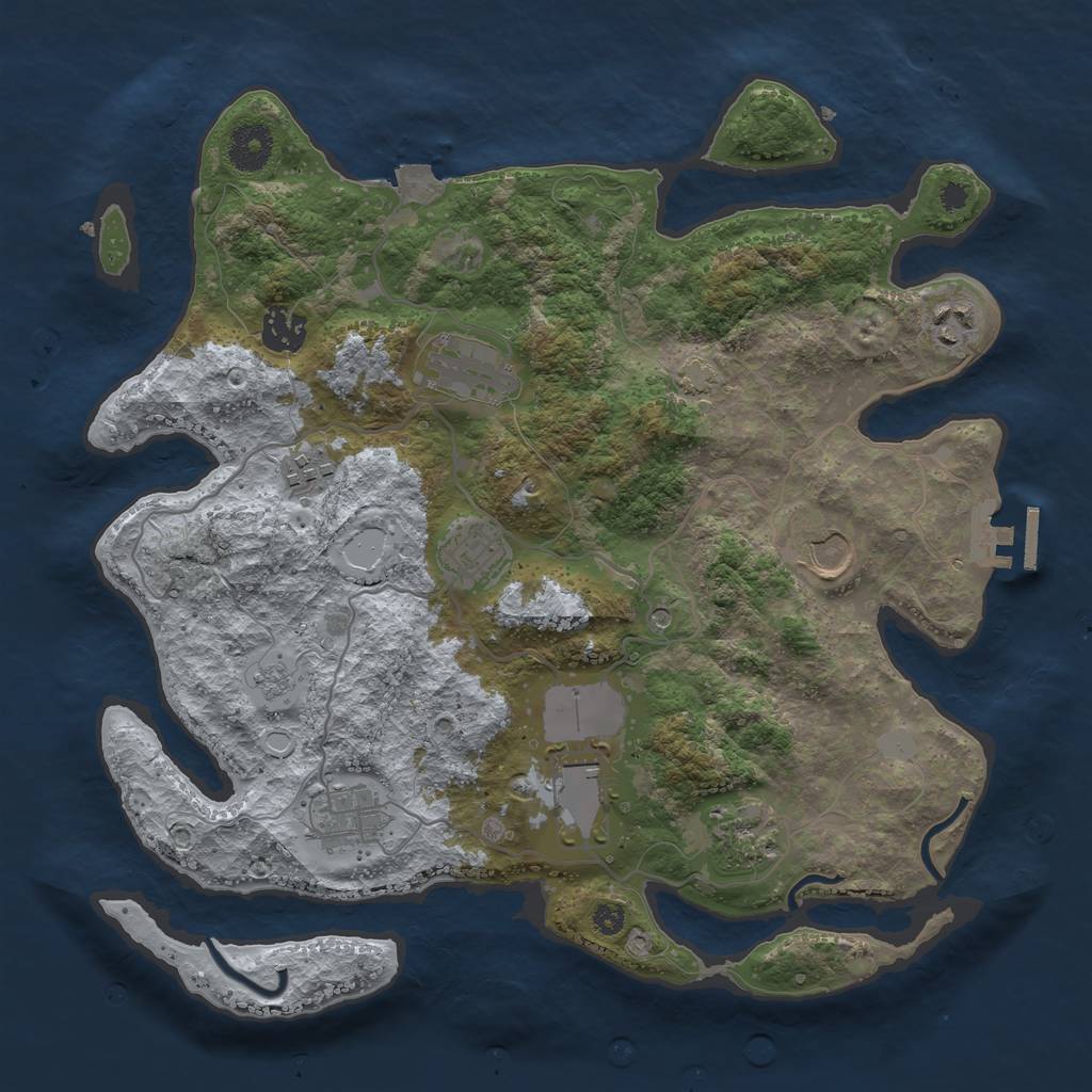 Rust Map: Procedural Map, Size: 3500, Seed: 1697944494, 16 Monuments