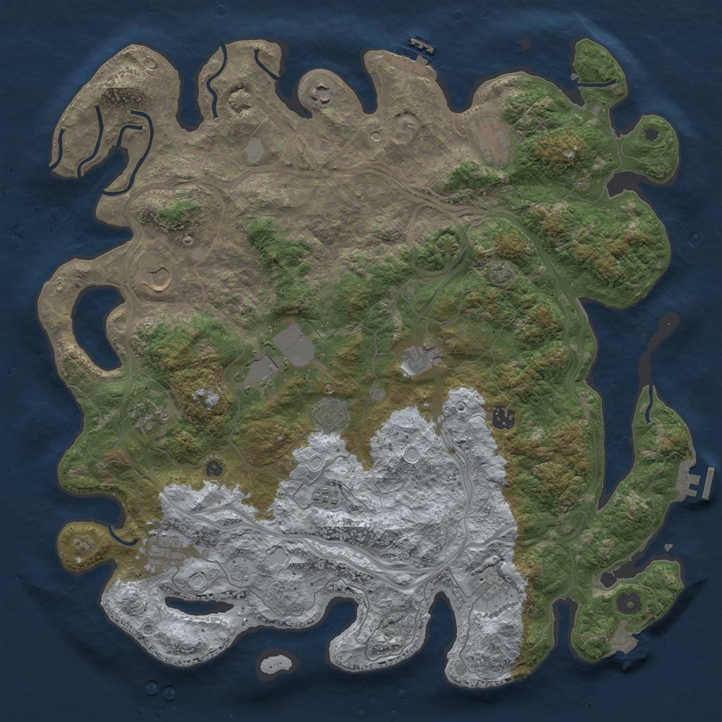 Rust Map: Procedural Map, Size: 4500, Seed: 1145626006, 19 Monuments