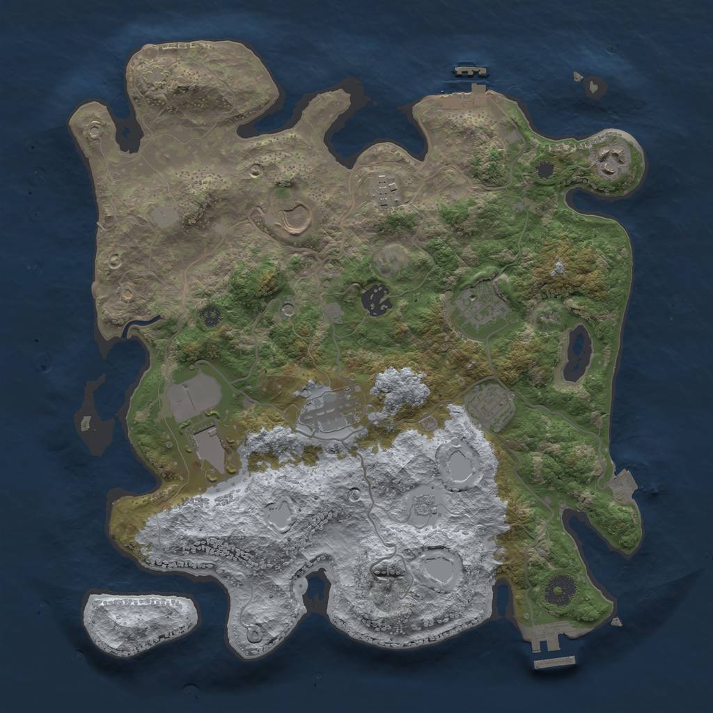 Rust Map: Procedural Map, Size: 3500, Seed: 1855232001, 16 Monuments