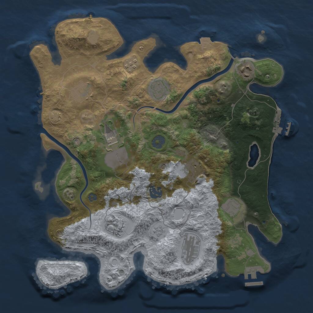 Rust Map: Procedural Map, Size: 3500, Seed: 1855232001, 15 Monuments