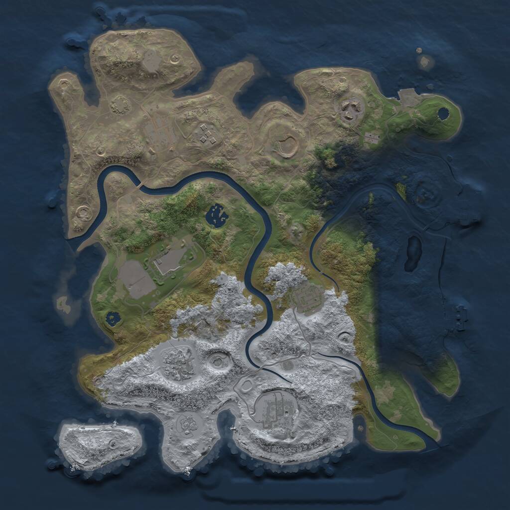 Rust Map: Procedural Map, Size: 3500, Seed: 1855232001, 15 Monuments