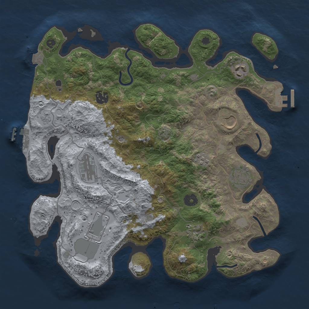 Rust Map: Procedural Map, Size: 3500, Seed: 763538593, 16 Monuments