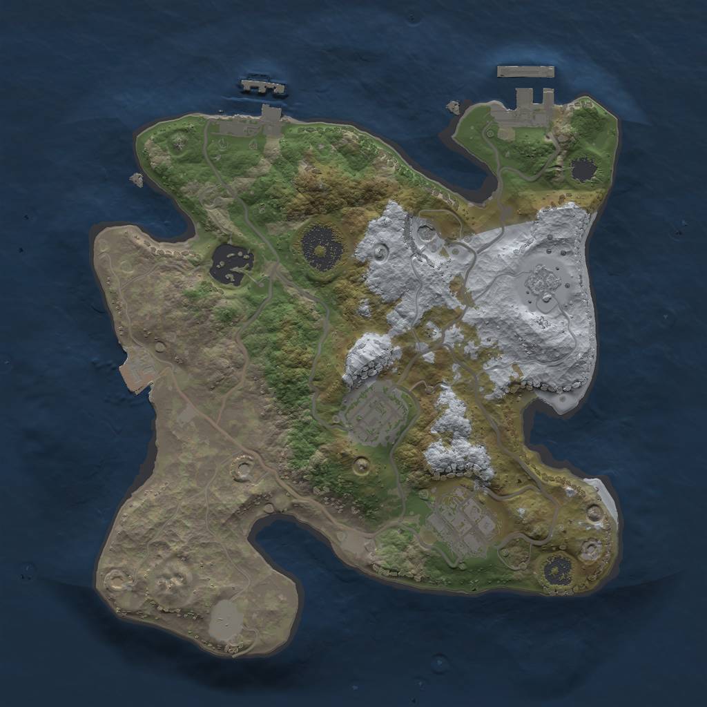 Rust Map: Procedural Map, Size: 2500, Seed: 3563457, 10 Monuments