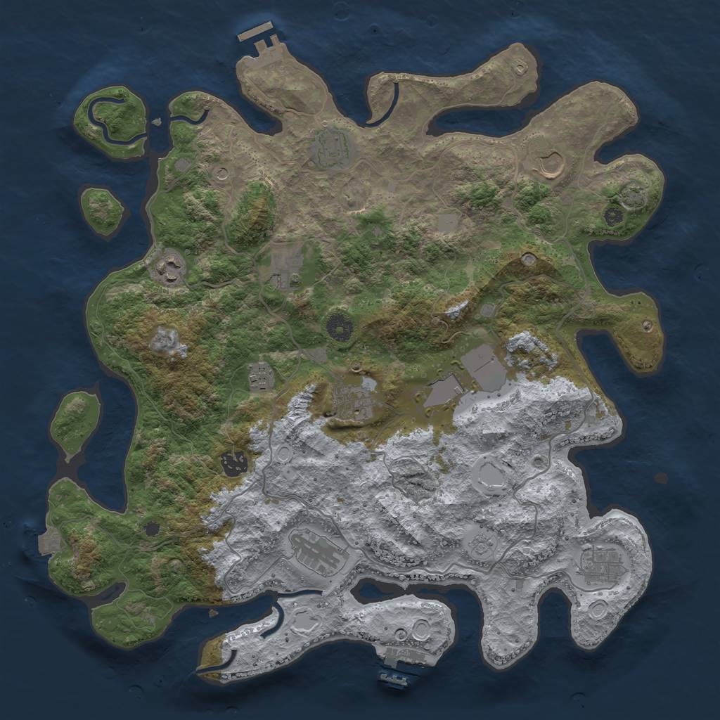 Rust Map: Procedural Map, Size: 4000, Seed: 4234234, 18 Monuments