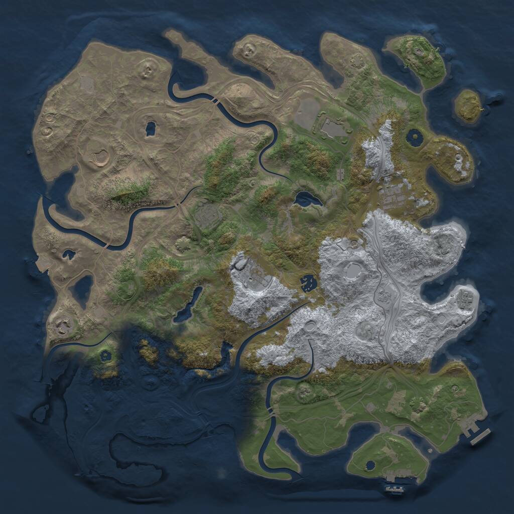 Rust Map: Procedural Map, Size: 4500, Seed: 1207841716, 14 Monuments