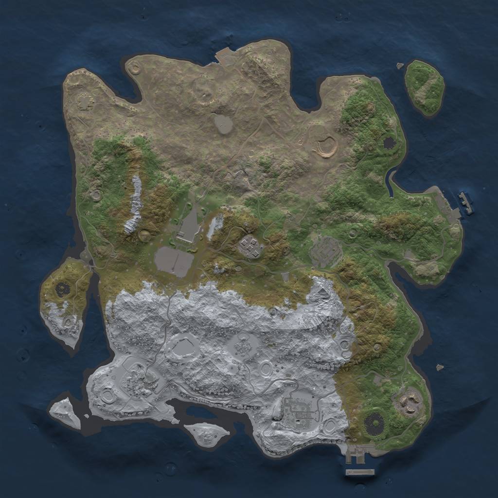 Rust Map: Procedural Map, Size: 3500, Seed: 420092960, 15 Monuments