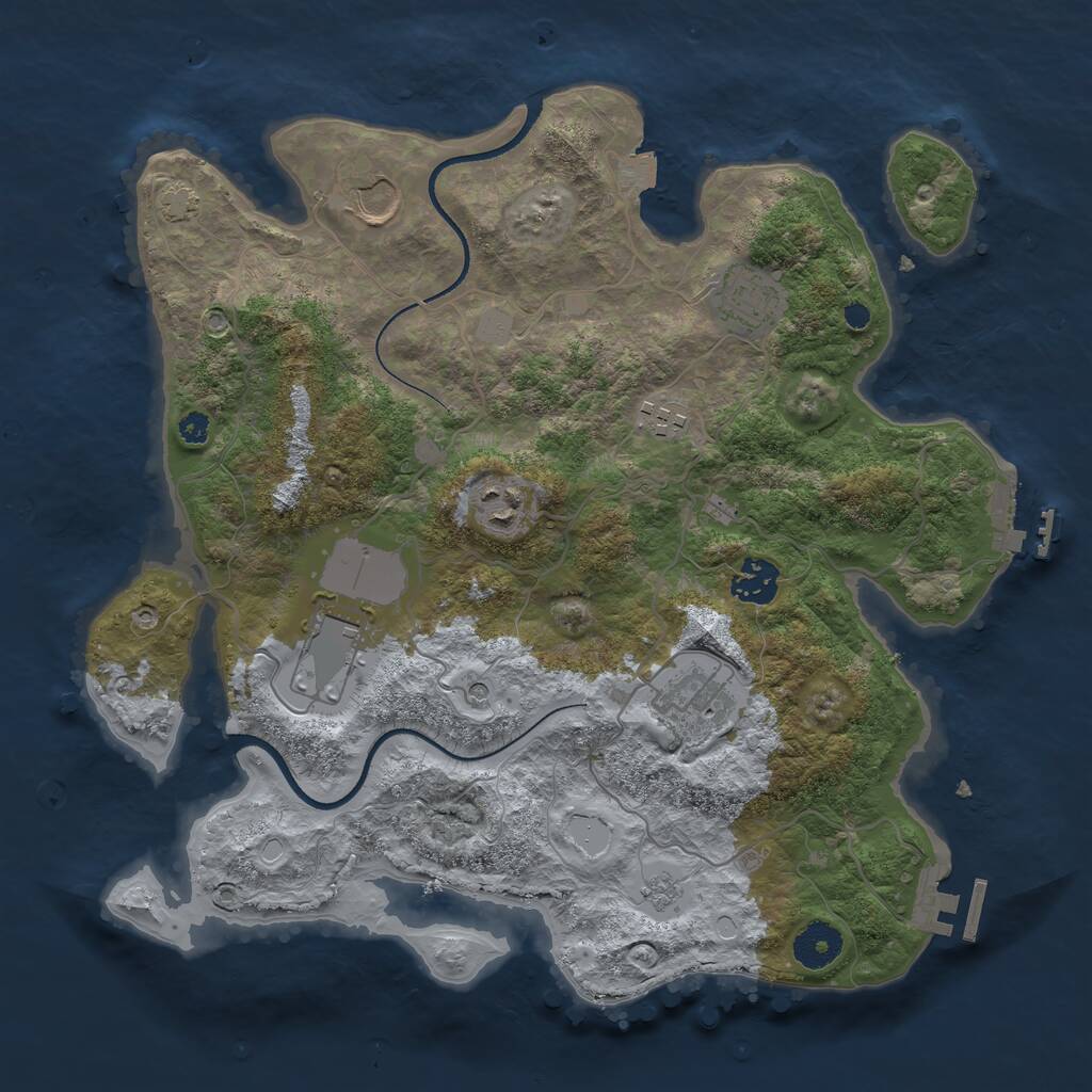 Rust Map: Procedural Map, Size: 3500, Seed: 420092960, 13 Monuments