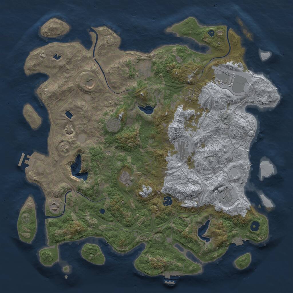 Rust Map: Procedural Map, Size: 4500, Seed: 102287999, 16 Monuments