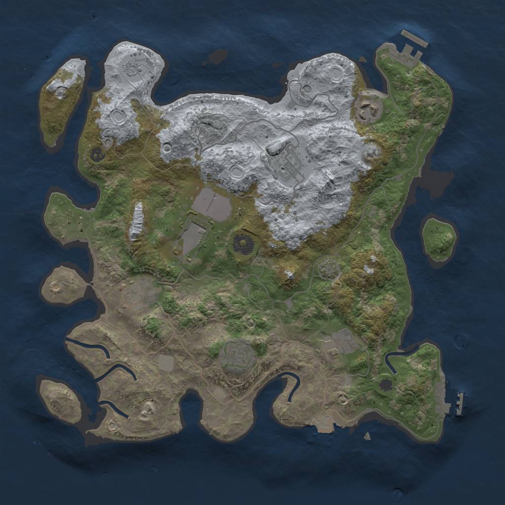 Rust Map: Procedural Map, Size: 3500, Seed: 2042790329, 14 Monuments