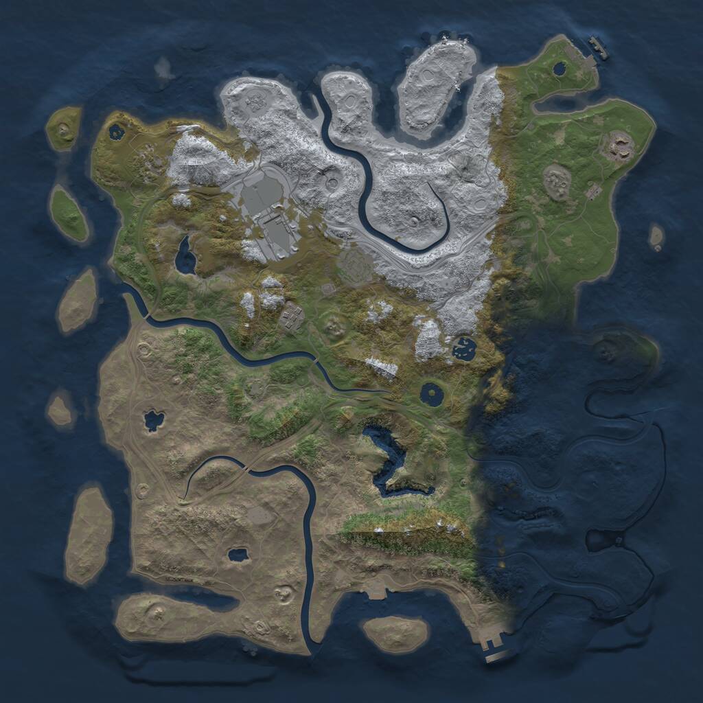 Rust Map: Procedural Map, Size: 4500, Seed: 25712, 12 Monuments