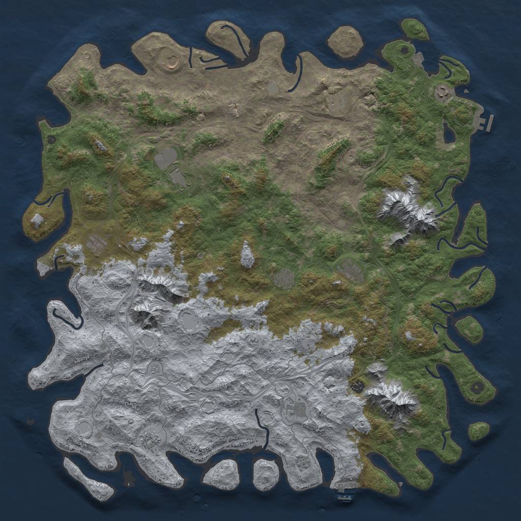 Rust Map: Procedural Map, Size: 6000, Seed: 736344898, 19 Monuments