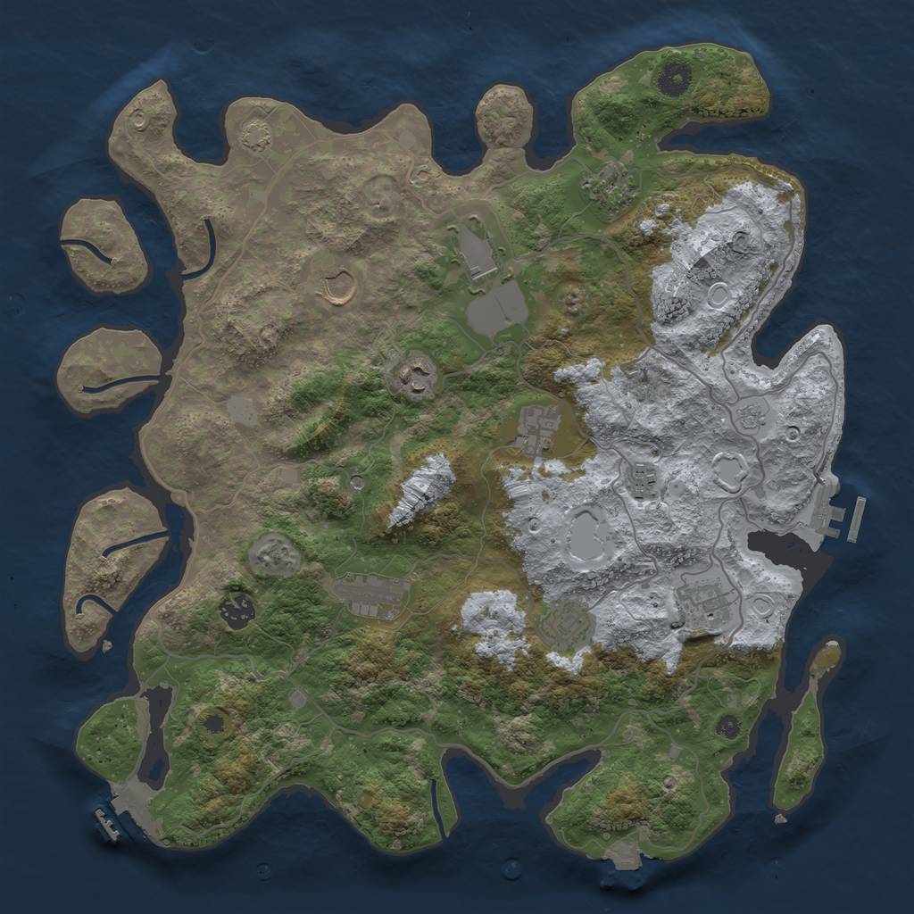 Rust Map: Procedural Map, Size: 4000, Seed: 1325757881, 18 Monuments