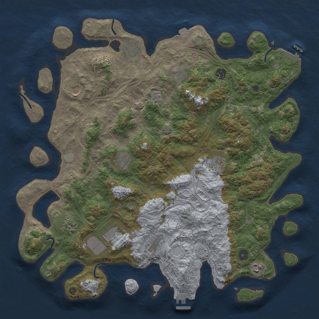 Rust Map: Procedural Map, Size: 4500, Seed: 1421786444, 19 Monuments