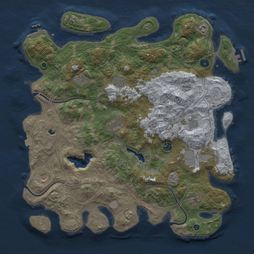 Rust Map: Procedural Map, Size: 4400, Seed: 747002471, 16 Monuments