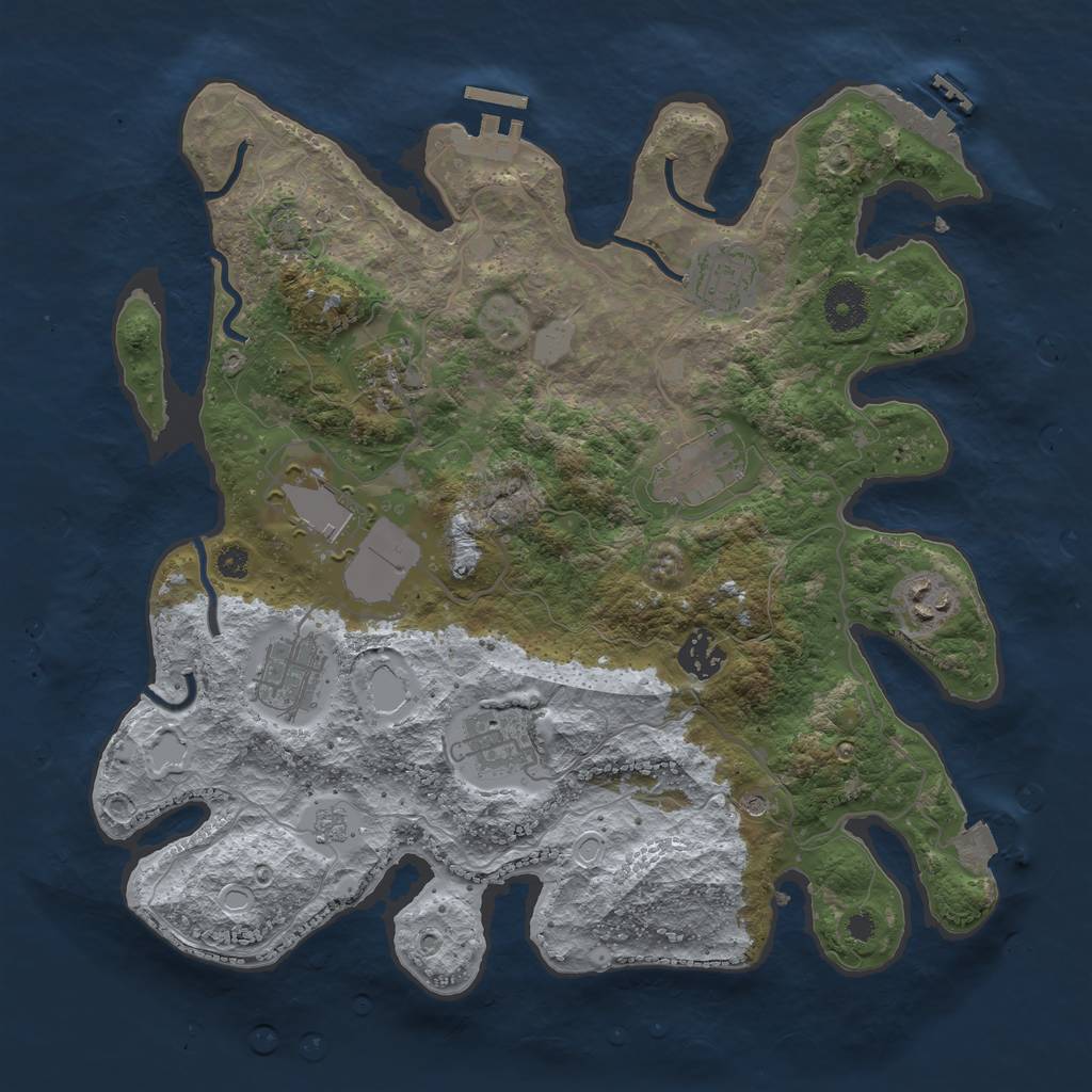 Rust Map: Procedural Map, Size: 3500, Seed: 1258169100, 16 Monuments