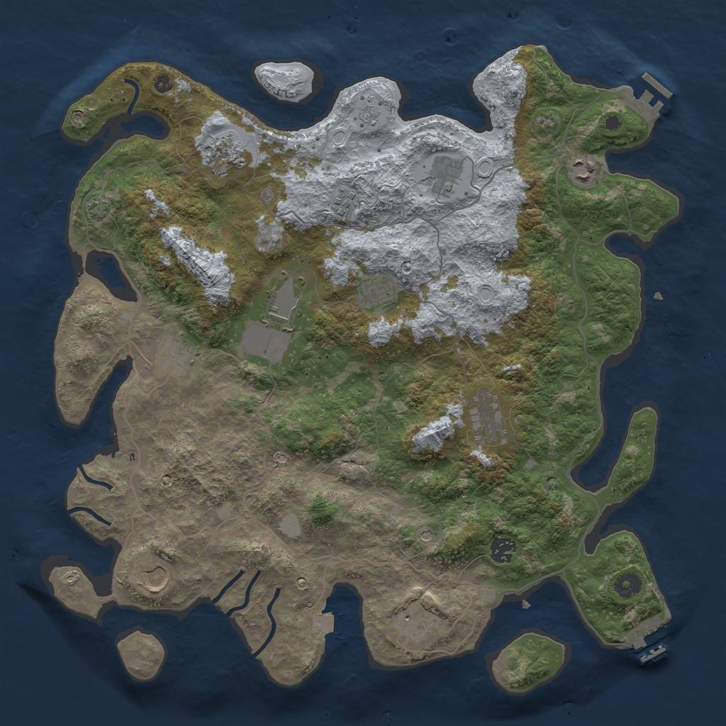 Rust Map: Procedural Map, Size: 4166, Seed: 779999, 19 Monuments