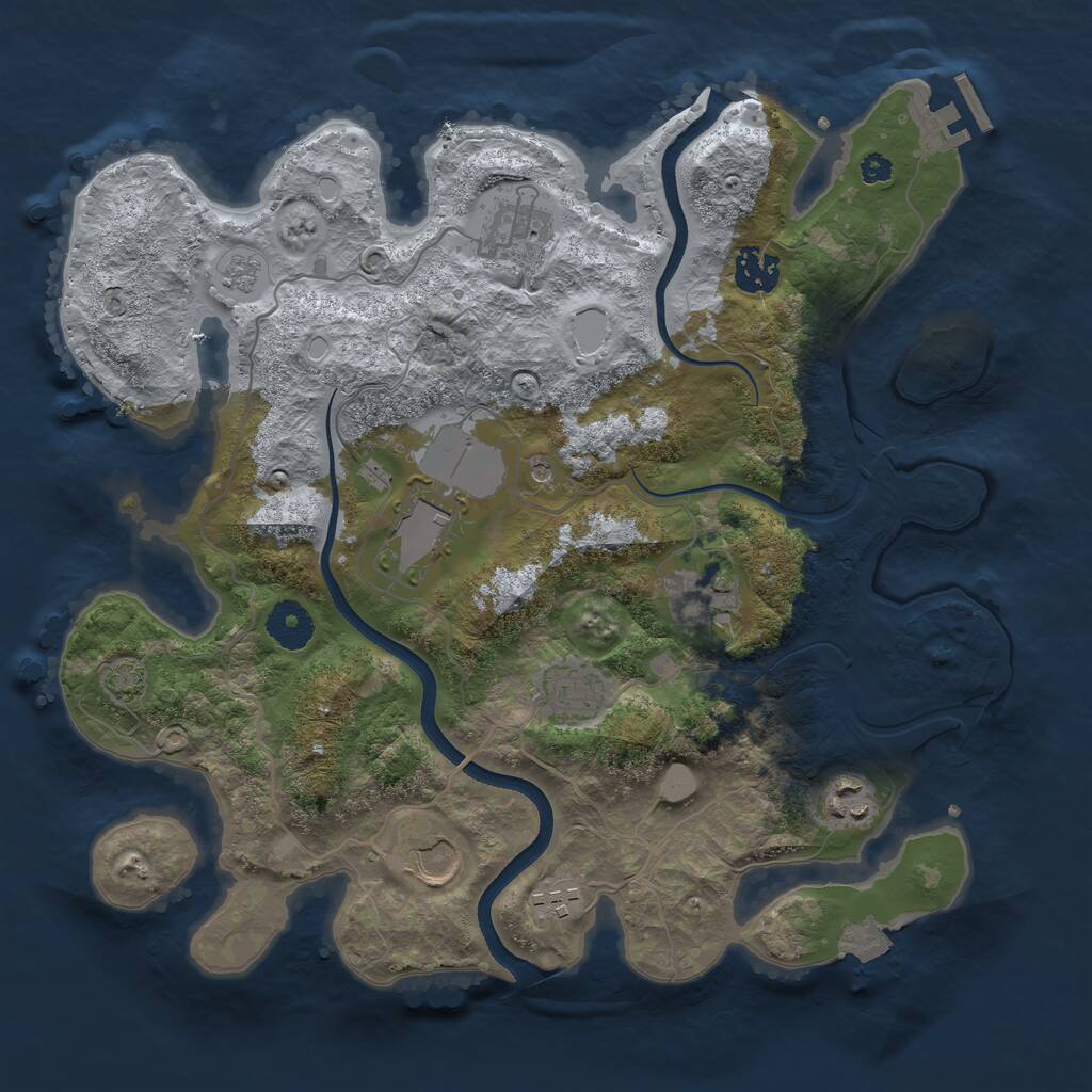 Rust Map: Procedural Map, Size: 3500, Seed: 1157440103, 13 Monuments