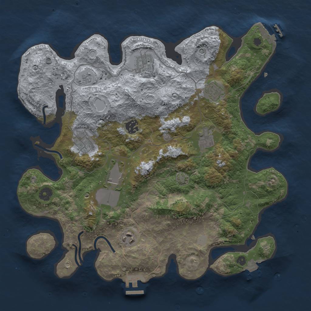 Rust Map: Procedural Map, Size: 3500, Seed: 1157440103, 15 Monuments