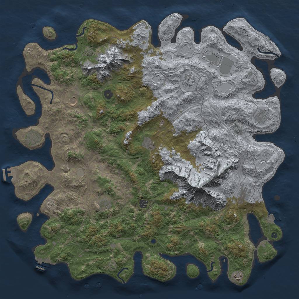 Rust Map: Procedural Map, Size: 5000, Seed: 10030, 19 Monuments