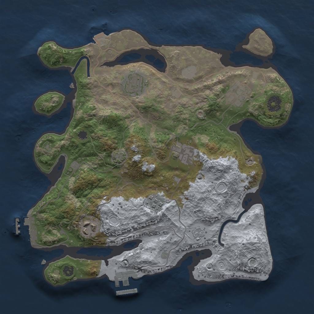 Rust Map: Procedural Map, Size: 3000, Seed: 77968, 12 Monuments