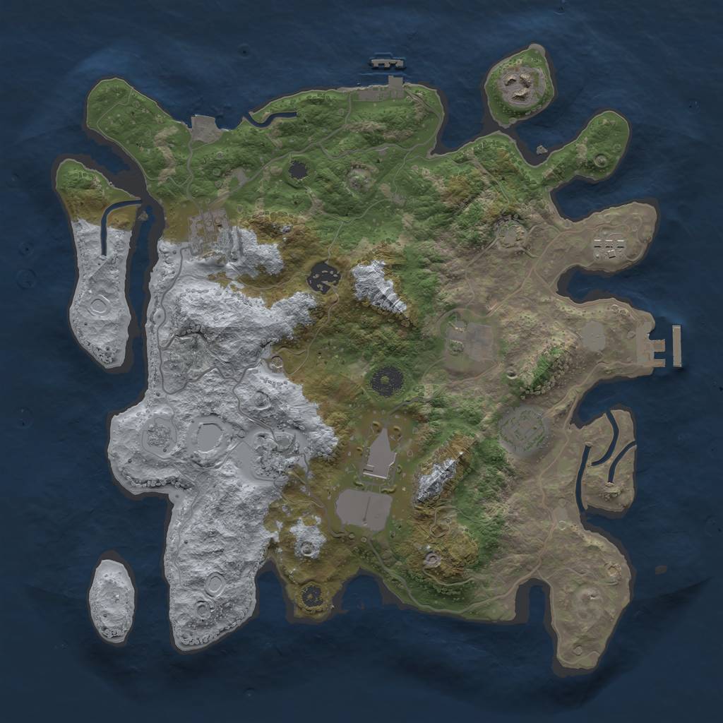 Rust Map: Procedural Map, Size: 3500, Seed: 30992360, 16 Monuments