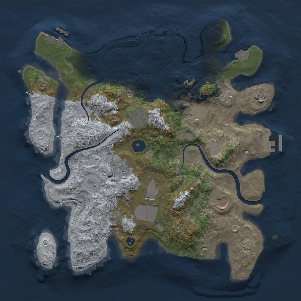 Rust Map: Procedural Map, Size: 3500, Seed: 30992360, 13 Monuments