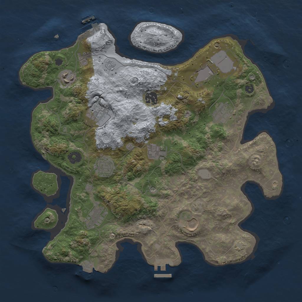 Rust Map: Procedural Map, Size: 3500, Seed: 1409414985, 17 Monuments