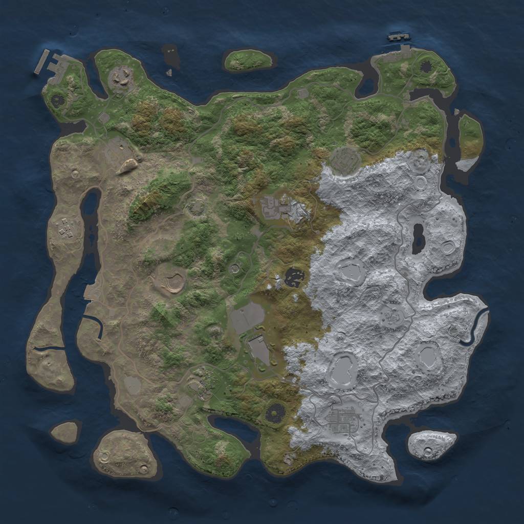 Rust Map: Procedural Map, Size: 4000, Seed: 1824, 18 Monuments