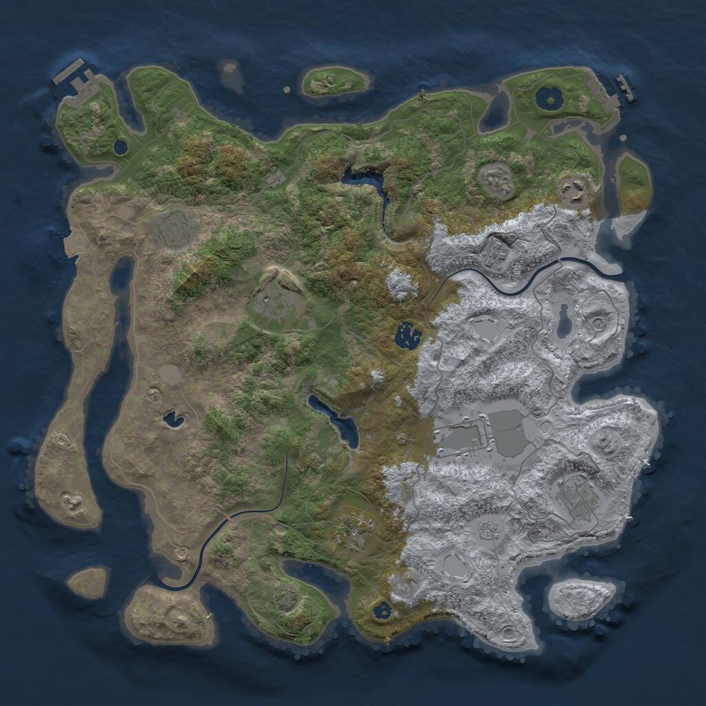 Rust Map: Procedural Map, Size: 4000, Seed: 1824, 14 Monuments