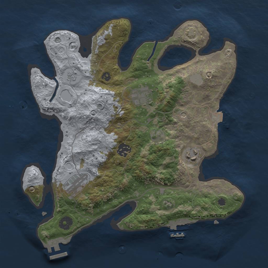 Rust Map: Procedural Map, Size: 3000, Seed: 1858974773, 12 Monuments