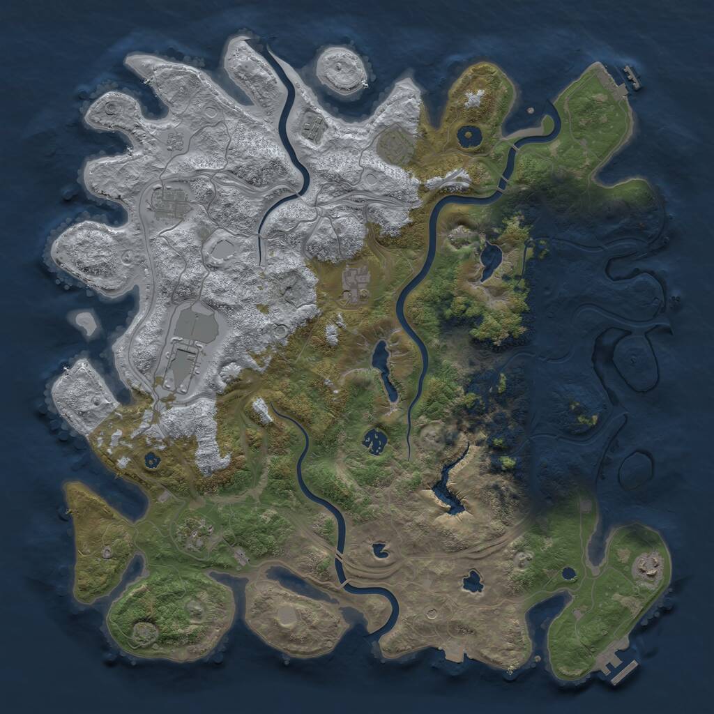 Rust Map: Procedural Map, Size: 4500, Seed: 722438237, 14 Monuments