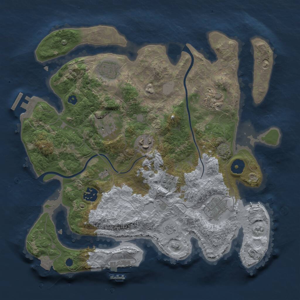 Rust Map: Procedural Map, Size: 3200, Seed: 1758651, 12 Monuments