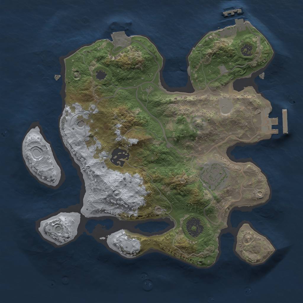 Rust Map: Procedural Map, Size: 2500, Seed: 754058966, 8 Monuments