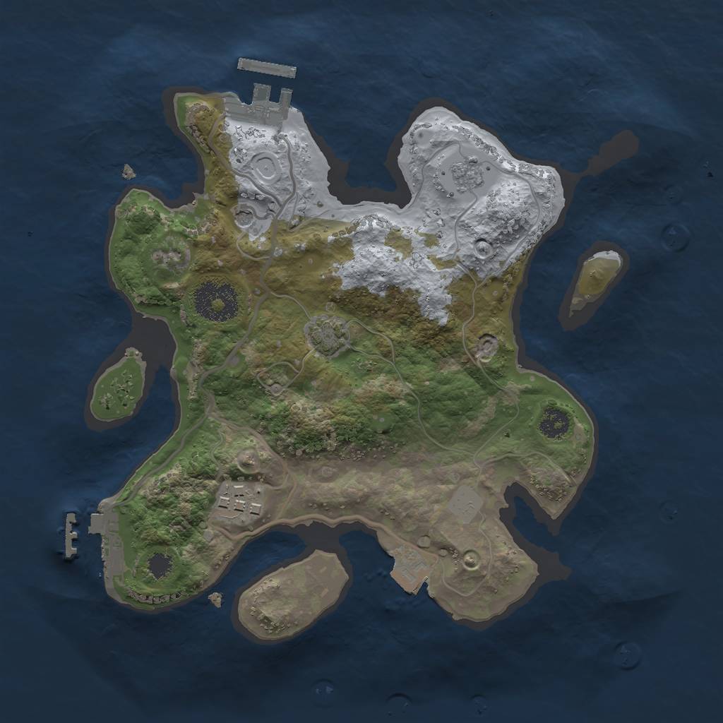 Rust Map: Procedural Map, Size: 2500, Seed: 2039354208, 9 Monuments