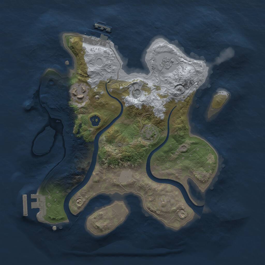 Rust Map: Procedural Map, Size: 2500, Seed: 2039354208, 7 Monuments