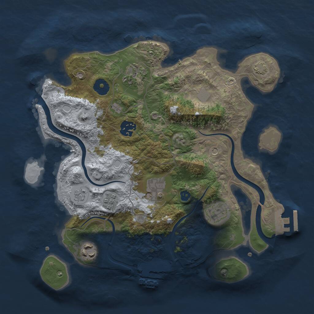 Rust Map: Procedural Map, Size: 3000, Seed: 676497176, 12 Monuments