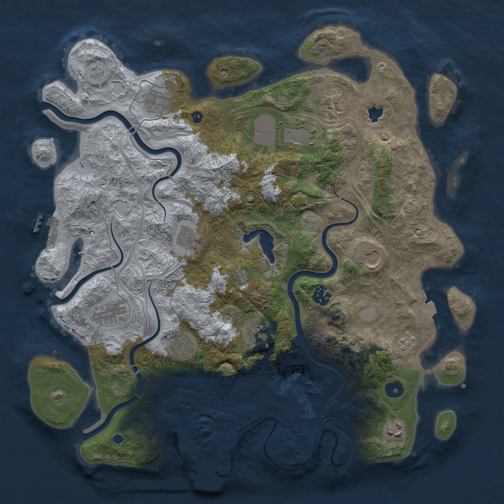 Rust Map: Procedural Map, Size: 4250, Seed: 1794990884, 17 Monuments