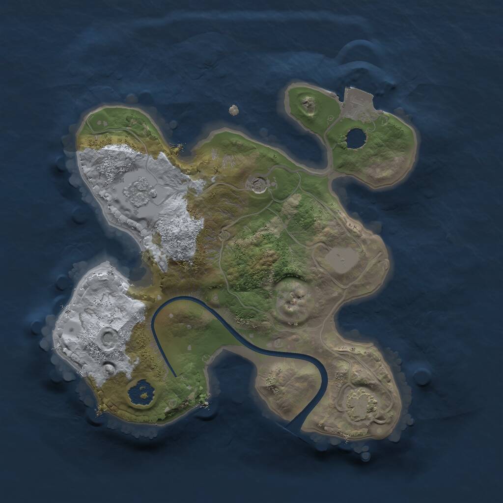 Rust Map: Procedural Map, Size: 2000, Seed: 1864043753, 4 Monuments