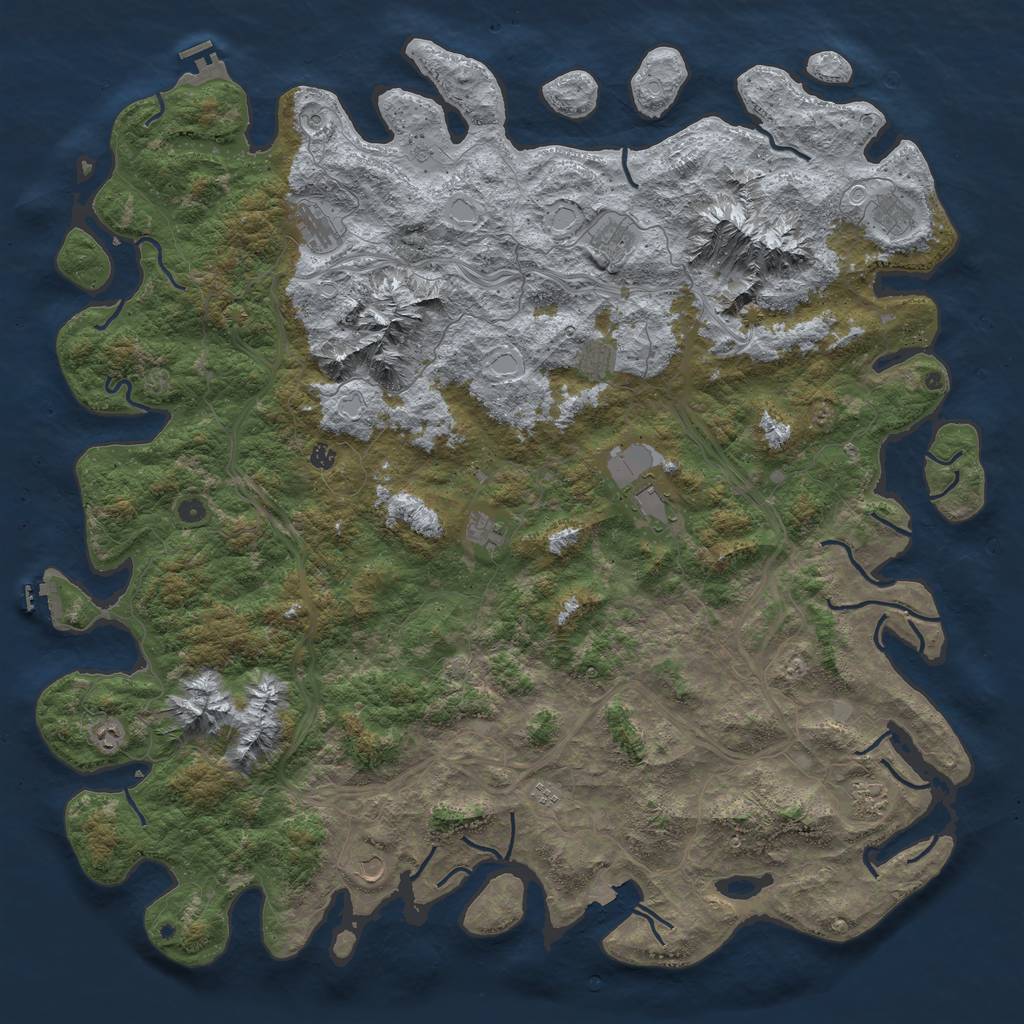 Rust Map: Procedural Map, Size: 6000, Seed: 264613, 19 Monuments