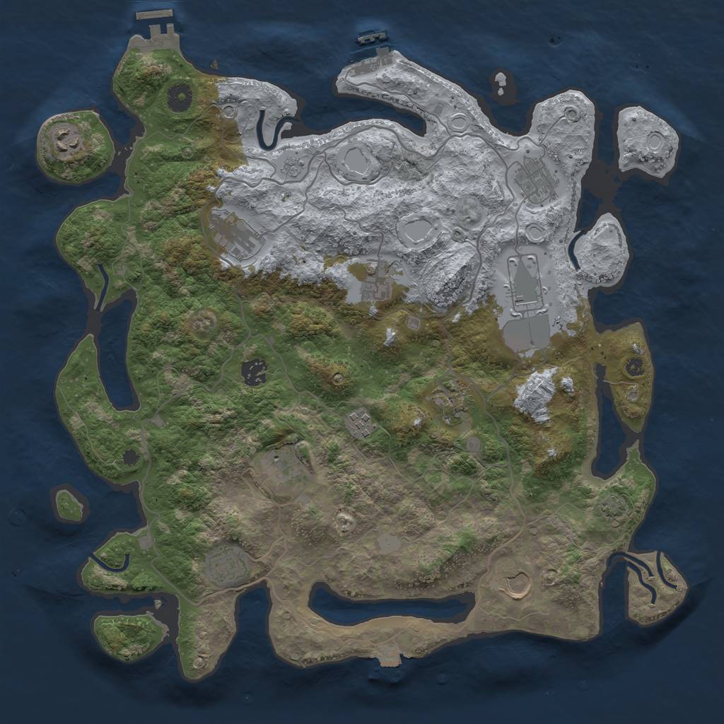 Rust Map: Procedural Map, Size: 4000, Seed: 514729329, 19 Monuments