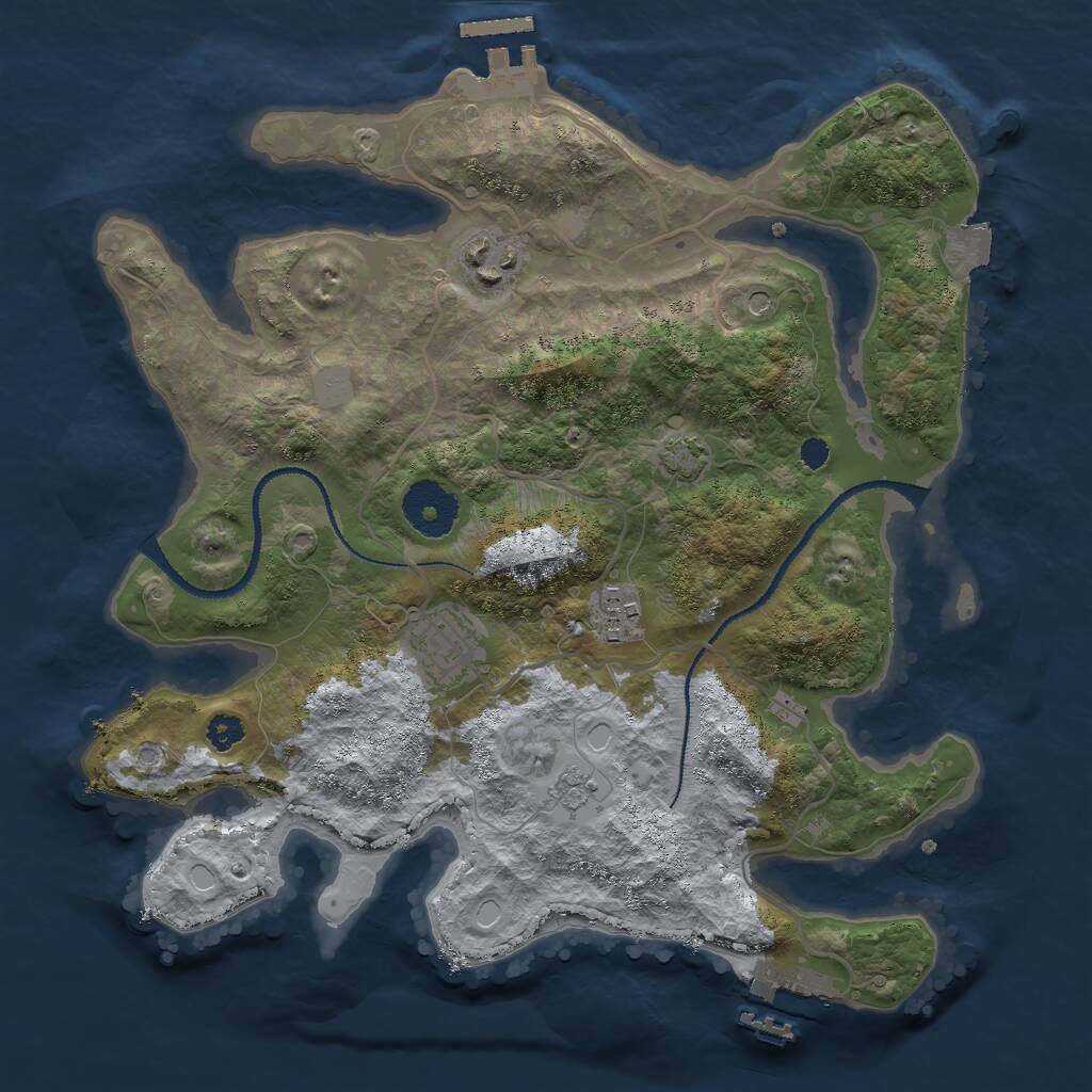 Rust Map: Procedural Map, Size: 3000, Seed: 18251, 9 Monuments