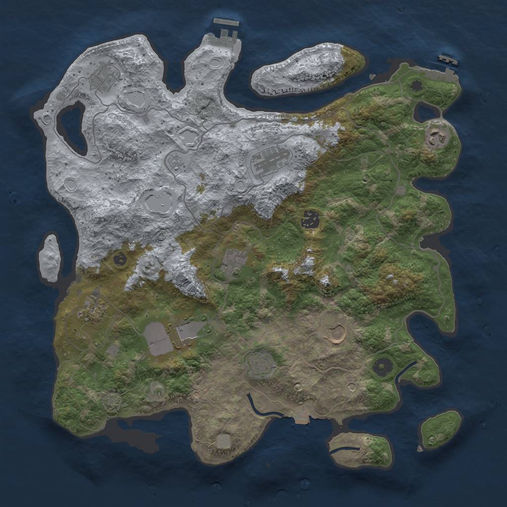 Rust Map: Procedural Map, Size: 4000, Seed: 1408930758, 17 Monuments