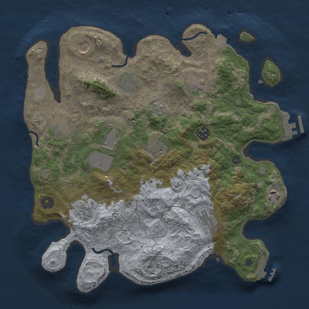 Rust Map: Procedural Map, Size: 3500, Seed: 994607480, 19 Monuments